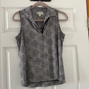 Sport Haley Black and White Graphic Fitted Polo Tank Top